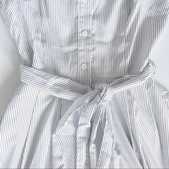 Leibl ‘38 Button Down Pinstripes Tie Waist A-line Collared Mini Dress, XS - Picture 4 of 4